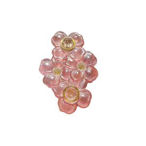 Spring Colony Crystal LANCASTER Glass Double Candle Holder Dogwood flower